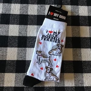 NWT HWA YU Women I ❤️ My JACK RUSSELL TERRIER Dog Crew Socks Size 9-11